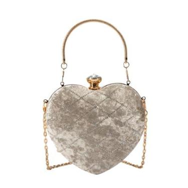 Imagem de Bolsa de ombro de corrente chique com alça de corrente moderna bolsa de noite elegante com alça de corrente para mulheres sofisticadas, Caqui