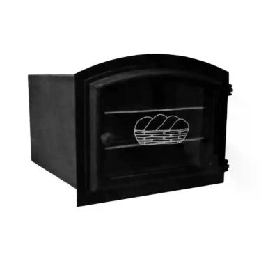 Imagem de Forno a Lenha Frente Alumínio Fundido com Vidro Pequeno Brassol 100-BS Inox 50x35x30cm