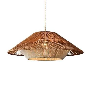 Imagem de LIGHTLAND Luminária Pendente De Vime Boêmio 19,7", Lustre Trançado À Mão, Estilo Wabi-Sabi, Para Sala Jantar, Ilha Cozinha, Estar
