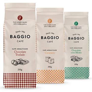 Imagem de Café Em Pó Baggio, 3 Pacotes, 750g, Chocolate Trufado, Menta e Caramelo, Café Moído Aromatizado
