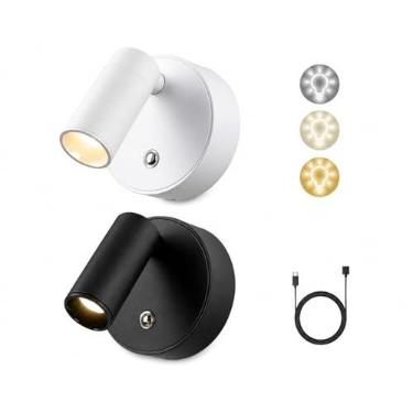 Imagem de Luminária LED Magnética Recarregável 360° Ångulo Ajustável 3 Cores 8 h Sem Fiação USB‑C Arandela De Parede Abajur Mesa (BRANCO)