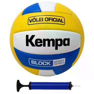 Imagem de Bola de Vôlei Oficial Kempa Block Sport Series + Bomba de Ar, Azul, Am