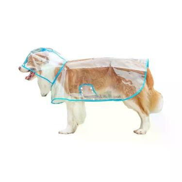 Imagem de Capa de Chuva Transparente Impermeável para Cães com Chapéu, Capa de C