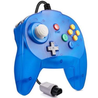 Imagem de Controle de Jogo KIWITATA N64 com Fio Azul Transparente