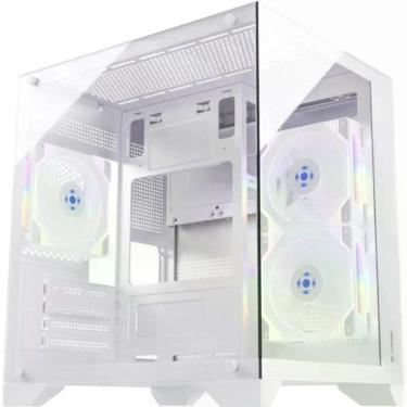 Imagem de Gabinete Gamer Clarity Mid Tower Micro ATX ITX Vidro Temperado com Painéis Transparentes Branco Fortrek