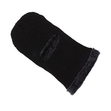 Imagem de Proteção contra o Frio Gorro Externo de Malha Chapéu Integrado para Esportes de Inverno à Prova de Vento Quente para Esportes (Preto)
