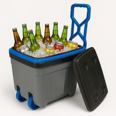 Imagem de Caixa Termica 34 Litros，Com Rodas e AlçAs，Leve e FáCil de Limpar，UtilizaçãO de Material Isolante Eps，Adequado para Churrascos, Pesca e Acampamentos