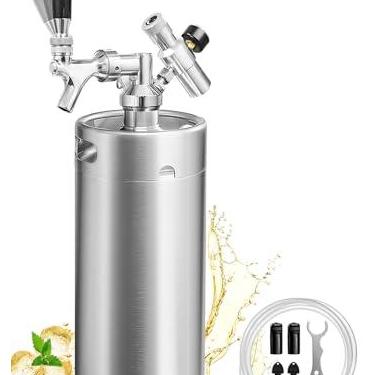 Imagem de Sistema portátil de dispensador de cerveja de aço inoxidável pressurizado de 3,628 g Mini Keg Growler
