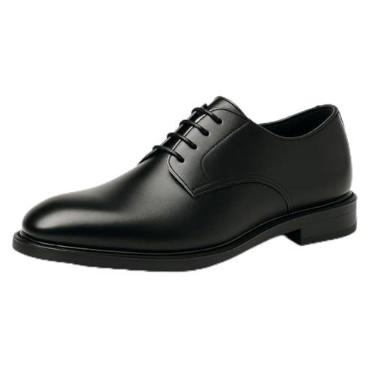 Imagem de Sapato social masculino de smoking, clássico, formal, Oxford, couro sintético, envernizado, cadarço para negócios, casamento, terno preto, Couro sintético preto, 41