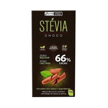 Imagem de Chocolate Vegano Zero Açúcar Zero Lactose 66% Cacau Stévia Choco  70g