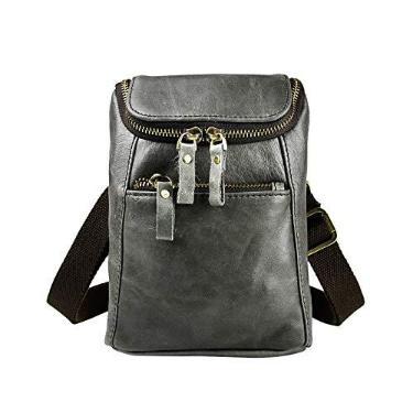 Imagem de Le'aokuu – Bolsa de ombro masculina de couro com design de cinto, bolsa de cinto, bolsa de ombro, grey 2, m