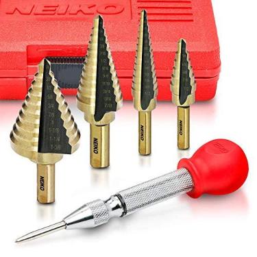 Imagem de Kit de brocas escalonadas NEIKO Step Up 10169A, com perfurador central, 5 peças