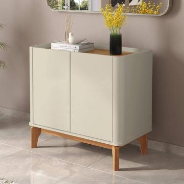 Imagem de Buffet Balcão Pequeno 90cm Sala com 2 Portas Flip 90 Patrimar Off Whit