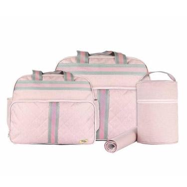 Imagem de Kit Bolsa Maternidade 4 Peças Mescla Bolsa Grande + Bolsa Média + Fras
