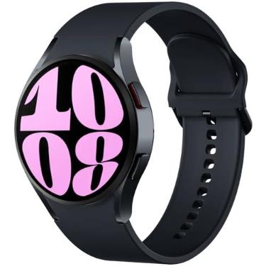 Imagem de Maledan Pulseiras sem lacunas compatíveis com Galaxy Watch 6/Watch 5/Galaxy Watch 4 de 40 mm e 44 mm, Galaxy Watch 5 Pro/Watch 6 Classic/4 Classic, pulseira de silicone macio de 20 mm, preta