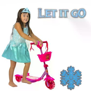 Imagem de Patinete Infantil + Roupinha Azul de Princesa + Coroa Tiara - DM Toys