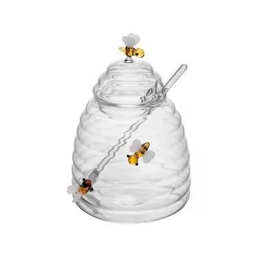 Imagem de Açucareiro Lovely Bee de Vidro Borossilicato com Tampa e Colher 500ML Transparente Lyor