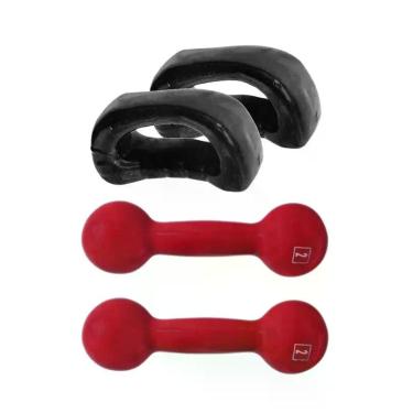 Imagem de Kit Treino Home Halteres Peso Mão Emborrachado Academia 6Kg - Panela d