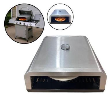 Imagem de Forno De Pizza Inox Portátil Para Churrasqueira A Gás Ou Carvão Gourme