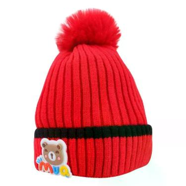 Imagem de Touca Gorro Infantil Vermelha Ursinho Tamanho único