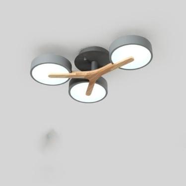 Imagem de DKRCPFNT Lustre de acrílico redondo nórdico Sputnik de LED moderno pingente de metal vintage chique decoração de madeira luminária para cozinha fazenda mesa corredor