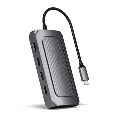 Imagem de Satechi Adaptador Multi Portas USB4 - Carga USB-C PD, Gigabit Ethernet, Dados USB-C, até 8K HDMI - Para M2/ M1 MacBook Pro/Air, M2/ M1 iPad Pro/Air, M2 Mac Mini, iMac M1