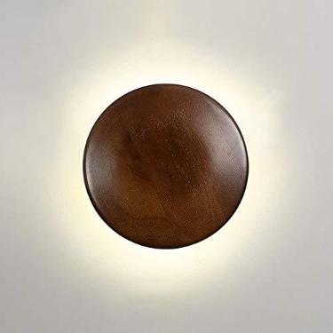 Imagem de Luminária de parede LED, arandela de madeira, luminária de parede moderna, luminária de parede redonda embutida, luminárias de parede internas para quarto, cabeceira, sala de estar, escadas,