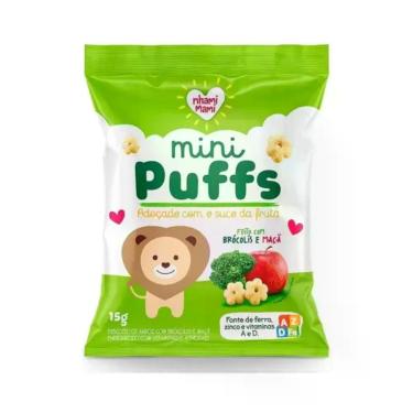 Imagem de Biscoito Infantil Brócolis E Maçã Mini Puffs - Nhami Mami 15g