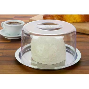 Imagem de Prato Para Queijo Minas Na Geladeira Base Inox Cupula Acrilico Multius