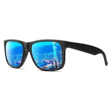 Imagem de Óculos De Sol Quadrado Polarizado Proteção UV400 Masculino Feminino Esportivo Dirigir Pesca Clássico (Azul)