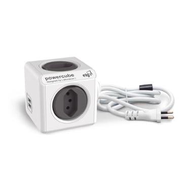 Imagem de ELG Filtro de Linha PowerCube PWC-X4U 4 Tomadas 10A 2 USB 2.4A Cabo 1,5m Bivolt Cinza