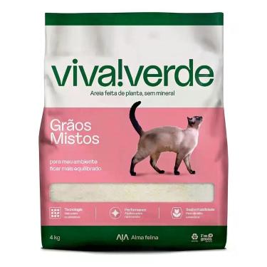 Imagem de Areia Higiênica Para Gatos Viva Verde Grãos Mistos 4kg
