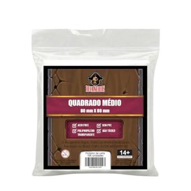 Imagem de Sleeve Quadrado Médio (Protetor de Cartas) para cartas de 80 x 80mm, Pacote com 100 Unidades - Bucaneiros Jogos