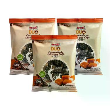 Imagem de Kit Bala Caramelo De Leite Com Café Diet - Hué 3 Unidades 100g