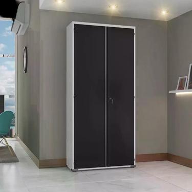 Imagem de Armário de Aço para Escritório Ea301 com Fechadura 2 Portas 4 Prateleiras Aço 90CM Preto Elite Aço