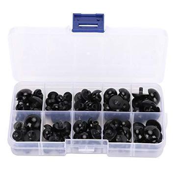 Imagem de Boneca olhos botão preto artesanato de plástico acessórios de brinquedo diy 100 peças de alta qualidade seguro durável para ursos de pelúcia animais de pelúcia brinquedos de