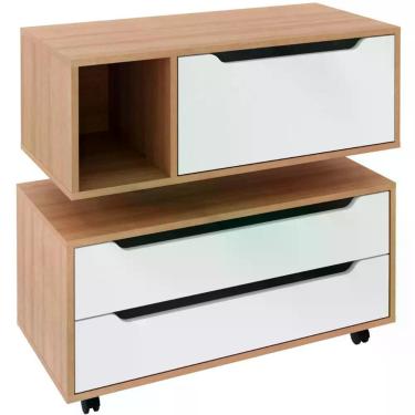 Imagem de Kit Balcão E Gabinete De Banheiro Karina Amêndoa/branco