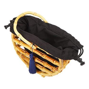 Imagem de Bolsa de bambu, bolsa de mão feminina requintada, praia portátil e elegante oca feita à mão para viagens de fuga