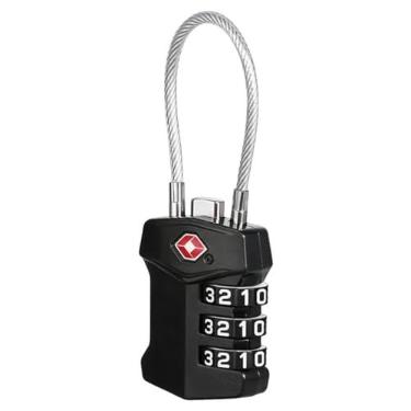 Imagem de Cadeado 33mm com Segredo 3 Dígitos Cabo De Aço Alça Longa Senha Mala Viagem Aeroporto Mochila Armario Academia Anti Furto (Cores Sortidas) Aprovado pela TSA