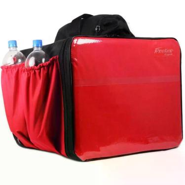 Imagem de Mochila térmica delivery 45 lts c/ bolso Para Garrafas Pet Cor Vermelh