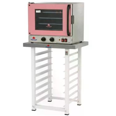 Imagem de Kit Forno Turbo Eletrico Fast Oven Prp-004 Rosa 127V + Bancada Mes-004