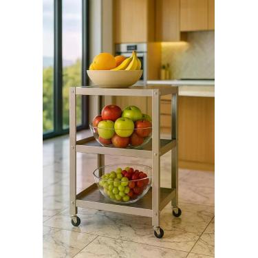 Imagem de Fruteira Inox Multiuso com 3 Prateleiras  Organize Frutas, Utensílios 
