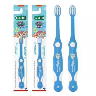 Imagem de Kit Escova de Dente Infantil Gum Baby Patrulha Canina Extra Macia para Bebê 3 a 24 Meses Azul 2 Unidades