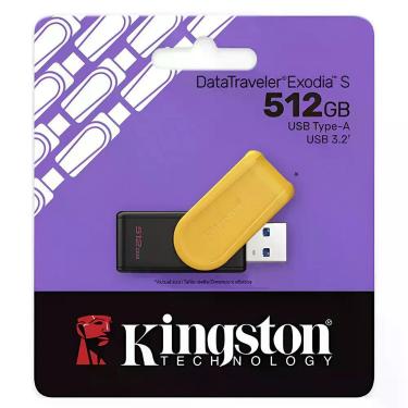 Imagem de Pen Drive Kingston Exodia S com USB 3.2 e 512GB Preto e Amarelo DTXS-512GB