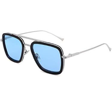 Imagem de Tony Stark Óculos de sol polarizados para homens – feminino vintage aviador quadrado armação metálica Iron Man Edith Glasses, D1 x Homem-Aranha da mesma cor, Lenswidth