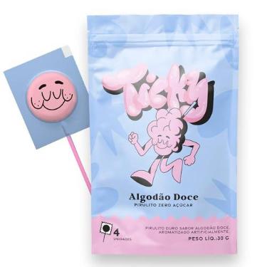 Imagem de Ticky Pirulito Zero Açúcar Sabor Algodão Doce, 4 Pirulitos