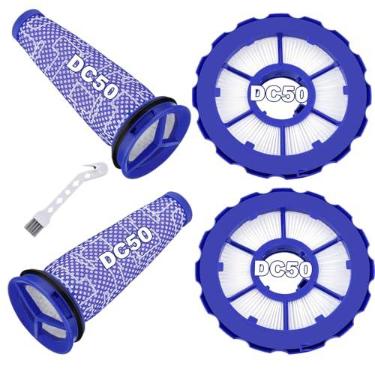Imagem de Substituição de filtro DC50 compatível com aspirador completo de piso Dyson DC50 Animal, peça de substituição número 965081-01 e 965080-01, o kit inclui 2 pré-motores, 2 filtros HEPA pós-motor e 1