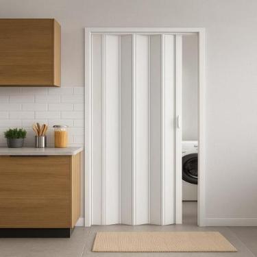 Imagem de Porta sanfonada pvc 1,46m branco neve - Plasflex