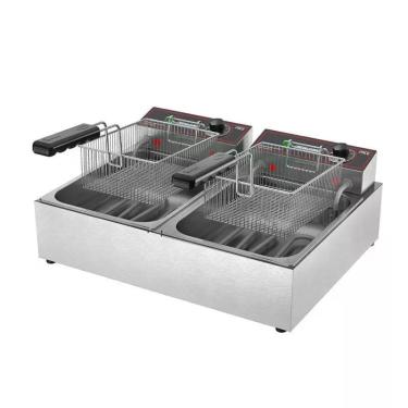 Imagem de Fritadeira Elétrica Óleo 6L 2 Cubas Inox FRCE 6 5400W Metalcubas 220V,