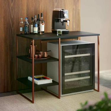 Imagem de Aparador Adega Industrial Bar Barzinho Bourbon Aço Cobre E Preto 95 Cm